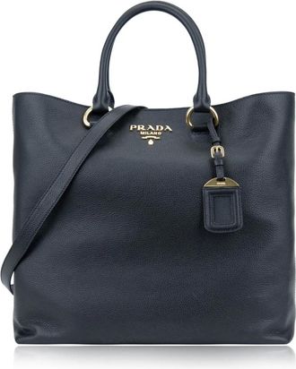 Prada Tote Bags, female, Black, Size: ONE SIZE Womens Shoulder Bag Magnetic Button