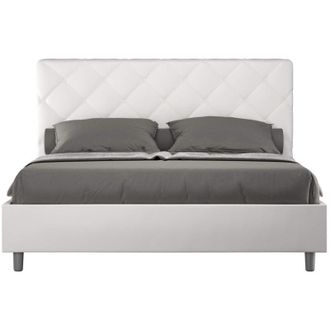 Itamoby Letto Matrimoniale rivestito in Similpelle - priya - Tipologia Letto: Con Rete e Contenitore - Dimensione Rete: 160x190 - Colore: Bianco
