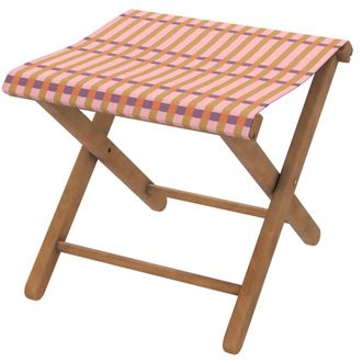 Vent de Boh&egrave;me Taburete plegable de eucalipto y tela outdoor dise&ntilde;o de rayas rosa