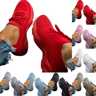 Generic Lightweight Sneakers for Women, Womens Mesh Trainers Breathable Memory Foam Walking Shoe Comfortable Lace Up Trainers with Soft Sole Fashion Soild Col