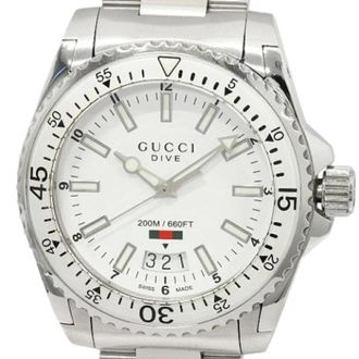 Gucci Pre-owned Watches, male, White, Size: ONE SIZE Pre-owned Dive Stainless Steel Watch