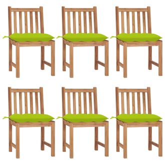 vidaXL Sillas De Jard&iacute;n 6 Unidades Madera Maciza De Teca Con Cojines Vidaxl