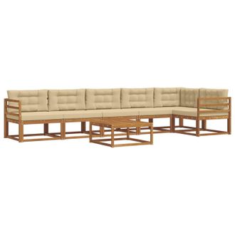vidaXL Conjunto De Sof&aacute;s De Exterior Con Coj&iacute;n 7 Pcs Natural Y Beige Vidaxl