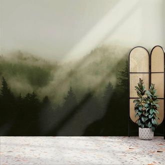 Superfresco Easy Misty Landscape Green Print To Order 3m x 2.8m Mural