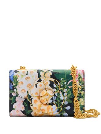 Oscar De La Renta Tro floral-appliqu&eacute; chain shoulder bag - Green