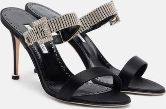Manolo Blahnik Fibolta 90 embellished satin mules