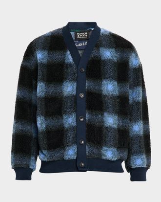 Scotch & Soda Men & apos;s Plaid Polar Fleece Cardigan