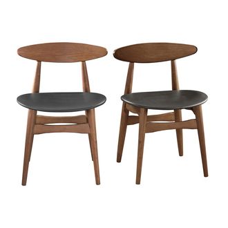 Miliboo Silla Madera Oscura Y Pu Negro Escandinavo Japon&eacute;s (lote De 2) Walford