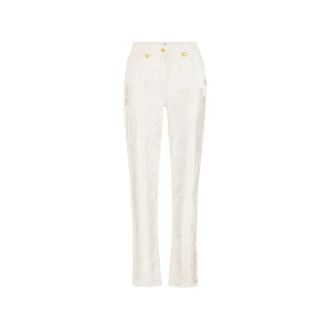 Elisabetta Franchi Slim-fit Jeans, female, White, Size: W27 Palazzo Jeans with Fringes