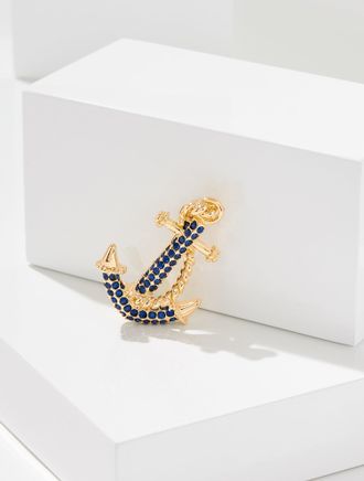 Talbots Anchors Up Brooch - Catalina Blue/Gold - 001 Talbots