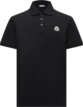 Moncler Moncler Logo Patch Cotton Piquet Polo Shirt, Men, Black, Size: 3xl