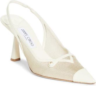 Jimmy Choo London Amita Pointed Cap Toe Slingback Pump in Latte/Champagne at Nordstrom, Size 11.5Us