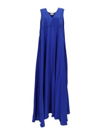 P.A.R.O.S.H. Silk Asymmetrical Gathered Midi Dress
