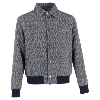 Etro Etro Bomberjack met textuur, marineblauw, katoen
