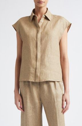 Herno New Linen Water Repellent Boxy Vest in 2000 Sand at Nordstrom, Size 10 Us