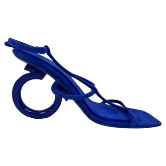 Ferragamo Ferragamo Elina sandalen met hakken in blauw geitenleer su&egrave;de