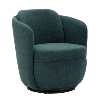 Dmora Sill&oacute;n Morond, Base Giratoria, Brazos, Estructura De Madera Noble, 70x72x75h Cm Verde Azulado