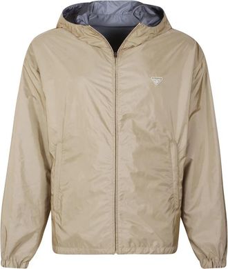 Prada Reversible Logo Jacket - Heren - Zomerjassen - Beige - M - Leer - Jassen