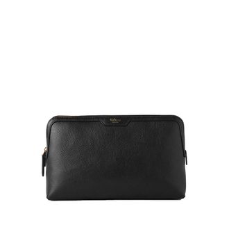 Mulberry Klassieke Zwarte Cosmetische Tas - Heren - Tassen - Zwart - Maat: ONE Size Leer