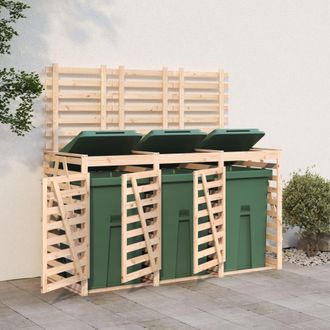 vidaXL Vidaxl - Cobertizo Triple Para Cubos De Basura Madera Maciza De Pino