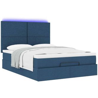 vidaXL Vidaxl - Estructura De Cama Otomana Colch&oacute;n Tela Azul Pardo 140x200cm