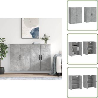 vidaXL Armadietto in legno multistrato - vidaXL Armadietti a Parete 2 pz Grigio Cemento in Legno Multistrato - Armadietto grigio cemento