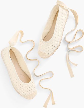 Talbots Izzy Crochet Espadrille Flats - Ivory - 10 1/2 M Talbots