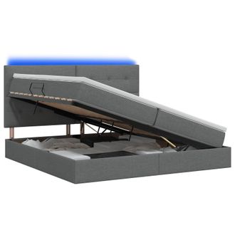vidaXL Cama De Almacenamiento Led Con Colch&oacute;n Gris Oscuro 200 X 200 Cm Vidaxl