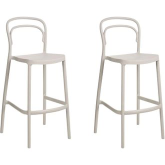 Beliani Set di 2 sedie da bar in plastica moderna resistente agli agenti atmosferici per uso interno ed esterno Beige Porano