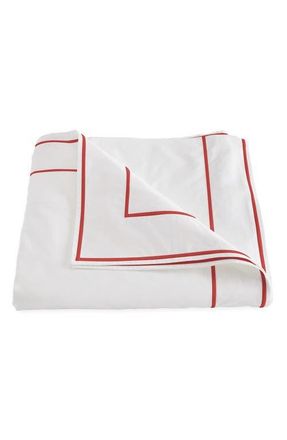 Matouk Ansonia Cotton Percale Duvet Cover in White/Red at Nordstrom, Size King
