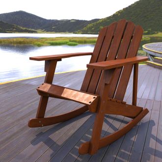 Jonathan Y Designs Kiawah Outdoor Patio Classic Acacia Wood Adirondack Rocking Chair