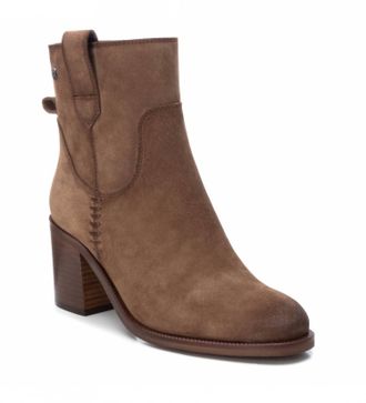 Xti Womens Suede Block Heel Booties In Taupe