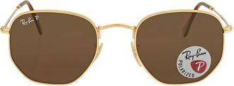Ray-Ban Ray Ban Hexagonal Flat Lenses Polarized Brown Unisex Sunglasses RB3548N 001/57 51
