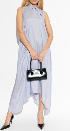 VETEMENTS Loose-fit Silk Dress, Womens, Light Blue