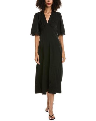 Max Studio Elbow Sleeve Scallop Midi Dress