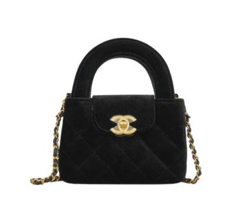 Chanel Black Velvet Kelly Mini Nano