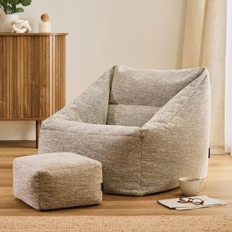 Icon Brand Natalia Woven Armchair & Footstool Bean Bag, Natural