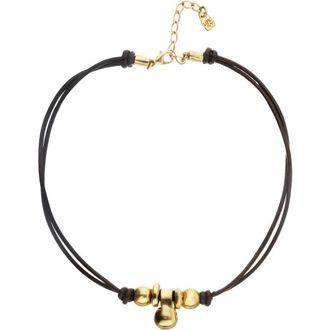 UNOde50 Leather Necklace with Three 18K Gold-Plated Dials at Nordstrom