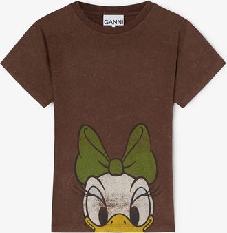 Ganni x Disney Daisy Duck Brown Baby Fit T-shirt Size XXS