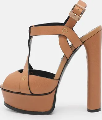 Casadei Size 35 Brown Leather Platform Sandals