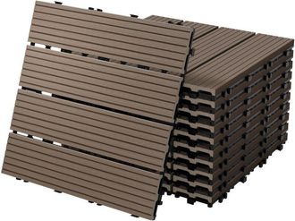 ECD Germany Ecd Germany - Baldosas De Patio Wpc De 30x30 Cm 11 Piezas Por 1m&sup2; Aparencia De Madera Marr&oacute;n Oscuro Con Sistema De Drenaje Y Instalaci&oacute;n Mediante Clic