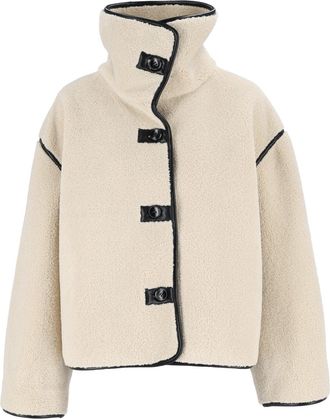 Eleh Cream Boxy High Collar Toggle Cropped Jacket