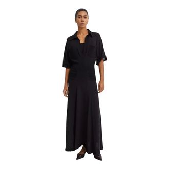 Victoria Beckham Shirt Dresses, female, Black, Size: L Shirt Maxi Dress