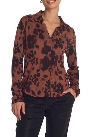 Bella Dahl Button Up Knit Printed Shirt In Autumn Floral Print