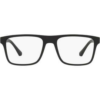 Emporio Armani 54mm Rectangular Optical Glasses in Shiny Black /Clear at Nordstrom
