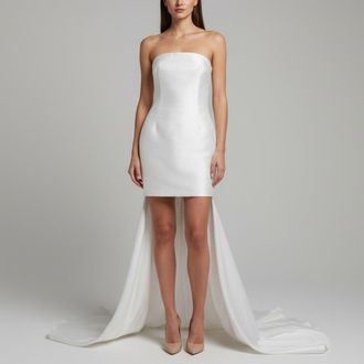 Solace London White Sateen Train Detail Neva Mini Dress