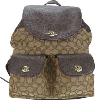 Coach Dark Brown Canvas Leather Backpack (Pre-Owned)