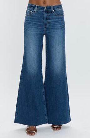Pistola Denim Izzy High Waist Raw Hem Wide Leg Flare Jeans in Study at Nordstrom Rack, Size 25