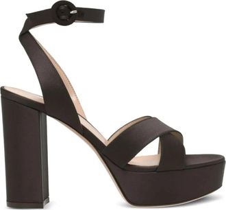 Gianvito Rossi Satin Sandalen in Crepe Stijl - Dames - Sandalen met hakken - Bruin - 38 EU - Schoenen