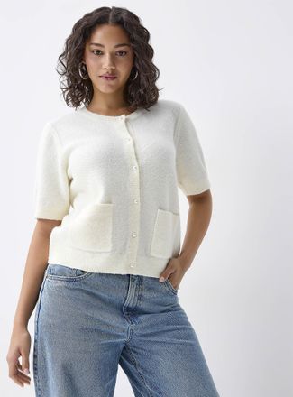 Twik Womens Iridescent buttons short-sleeve Cardigan Sweater